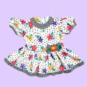 Vintage 80’s Girls 18M Floral Polka Dot Colorful Summer Dress
